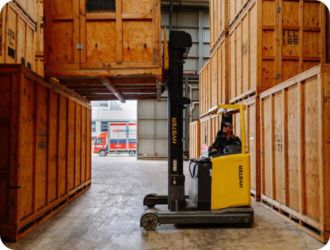 Container storage warehouse interior